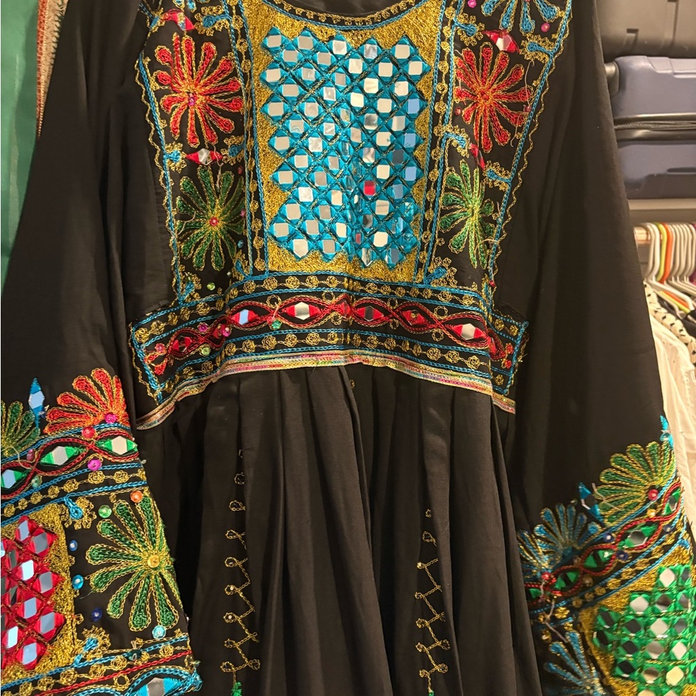 Traditional Afghan Dress | Handmade Embroidered & Mirror Work
